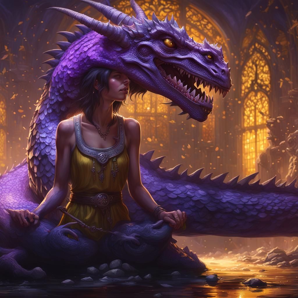 Dark Fantasy Goddess with Majestic Dragon