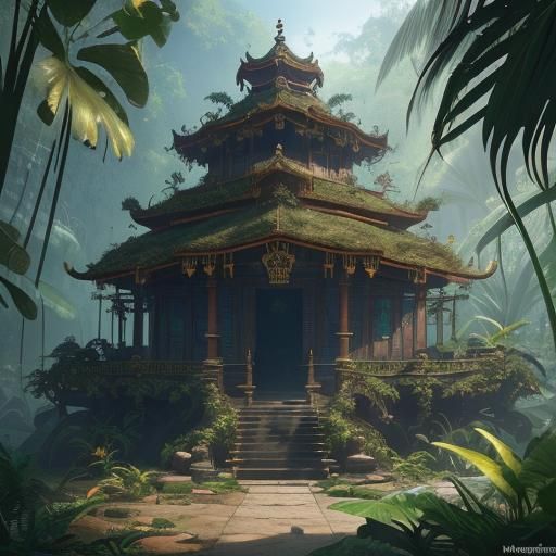 Jungle Temple in Vibrant Colors