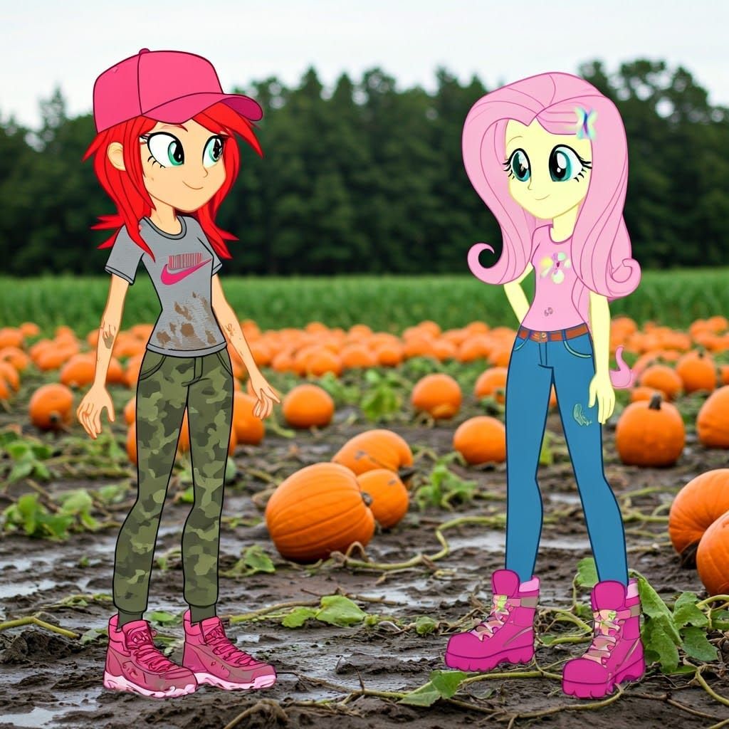 Franky and Fluttershy Pick Pumpkins in a Muddy Halloween Pat...
