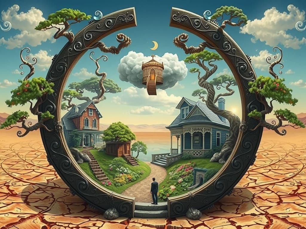 Surreal Stargate Scene with Fantasy Garden Dream Room