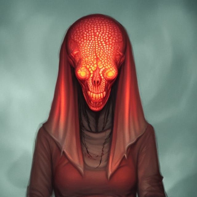 Woman with Mindflayer Head: Surreal Portrait