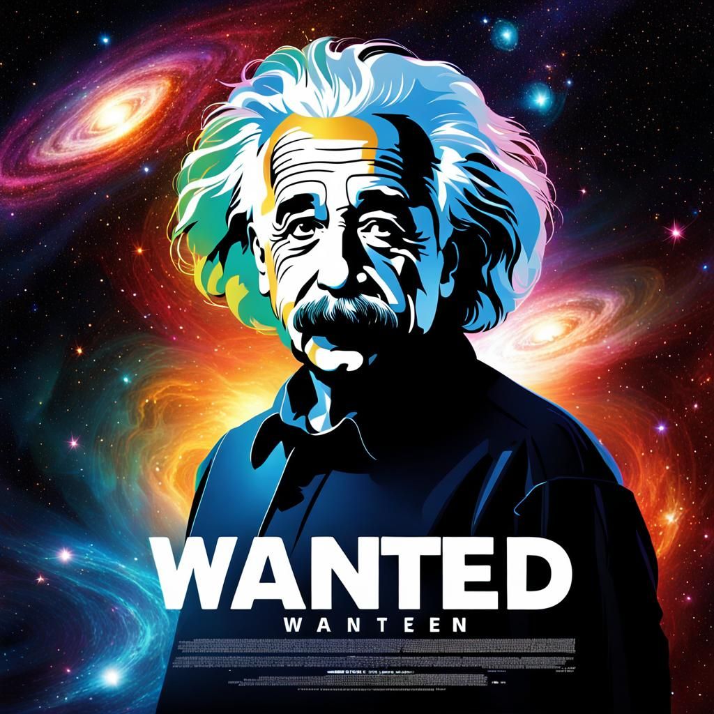 Futuristic Einstein Manhunt in Vibrant Galaxy