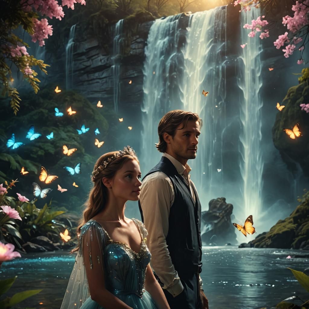 Ethereal Encounter in Majestic Bioluminescent Paradise