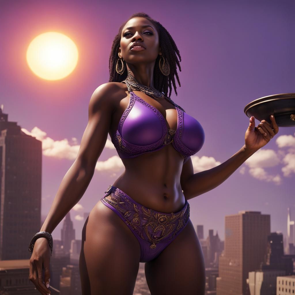 African American Giantess Radiates Purple Majesty, As Large...