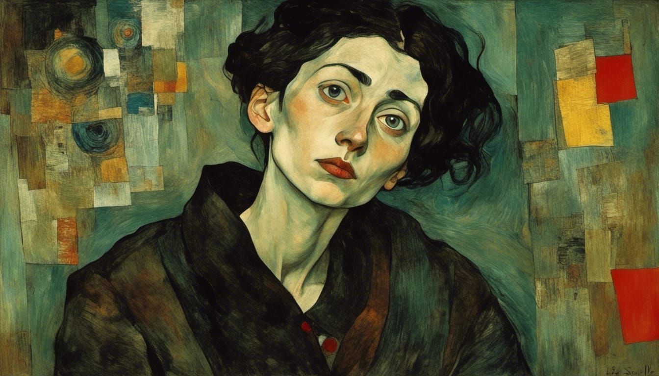 Empathetic Woman Portrait in Expressionist Art Style