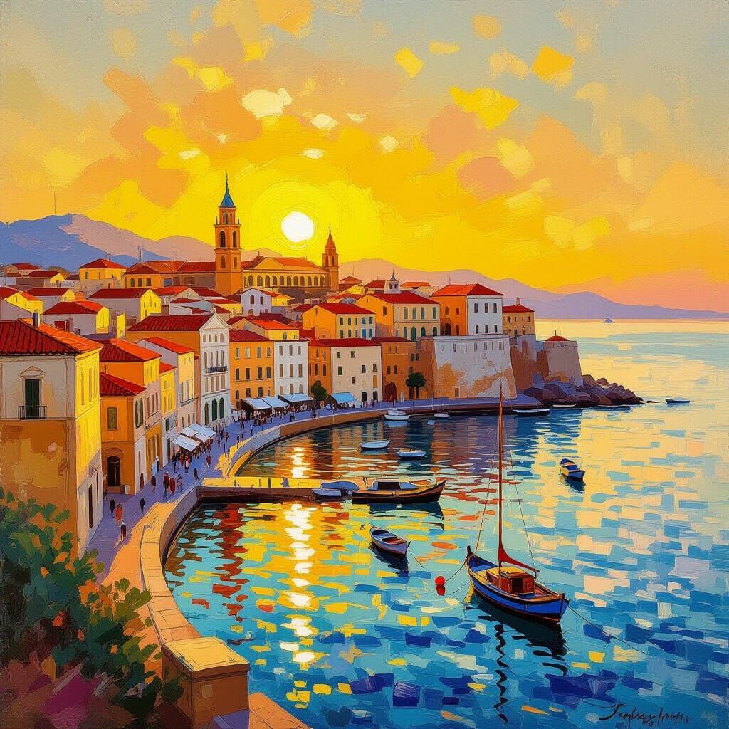 Cagliari Cityscape at Golden Hour