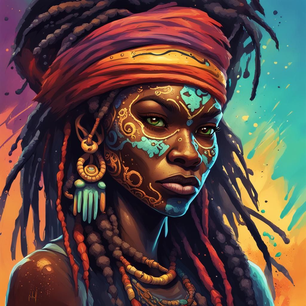 Hyperrealistic Voodoo Girl Concept Art