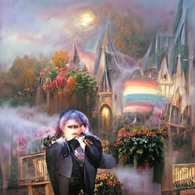 Ethereal Vampire in Whimsical Fantasy Scene