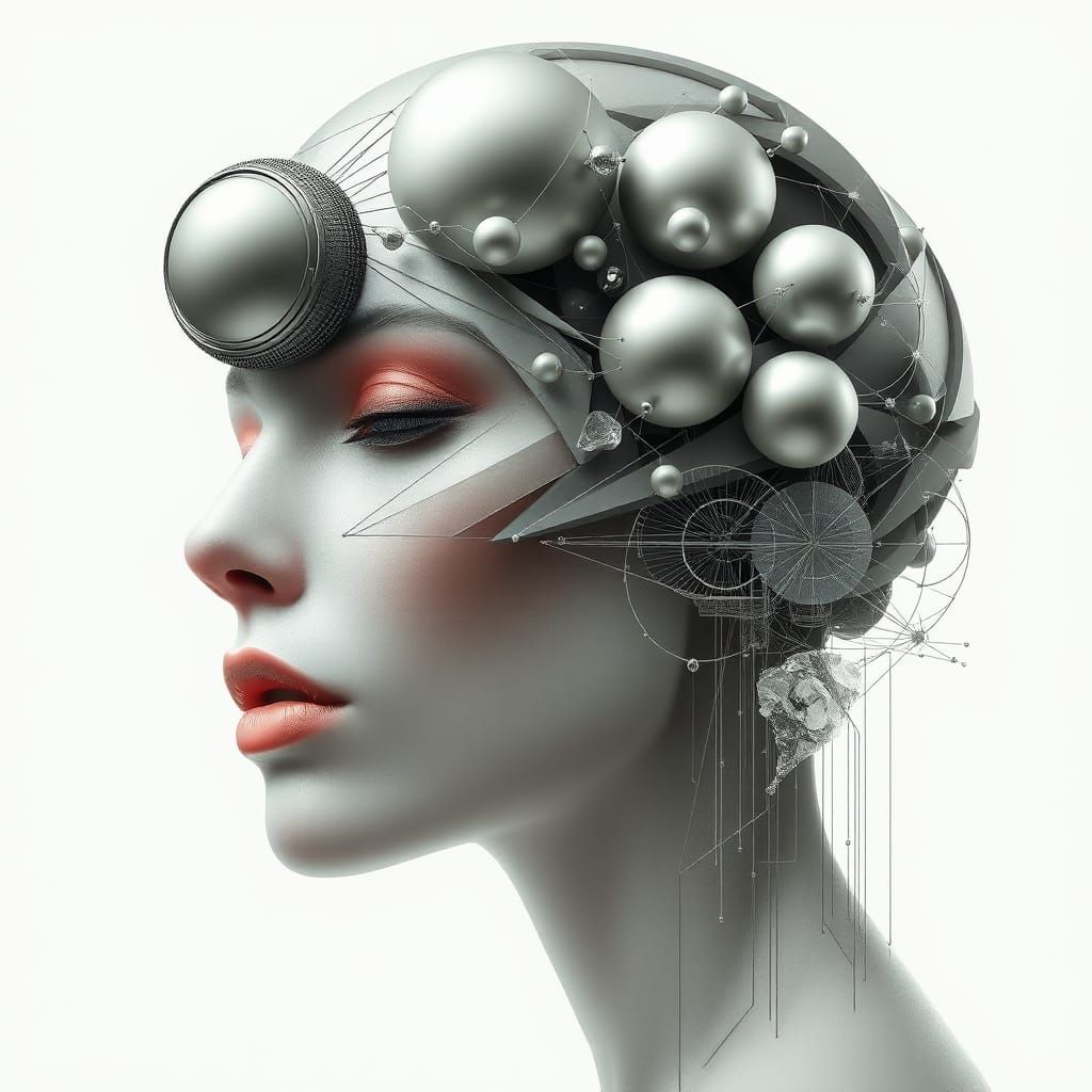 Geometric Woman's Face in Art Deco Style