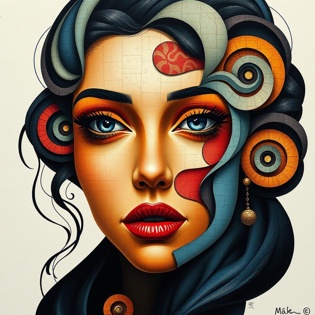 Geometric Woman: A Vibrant, Futuristic Portrait