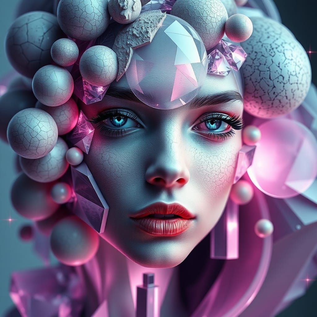 Geometric Woman: A Futuristic Digital Art Portrait