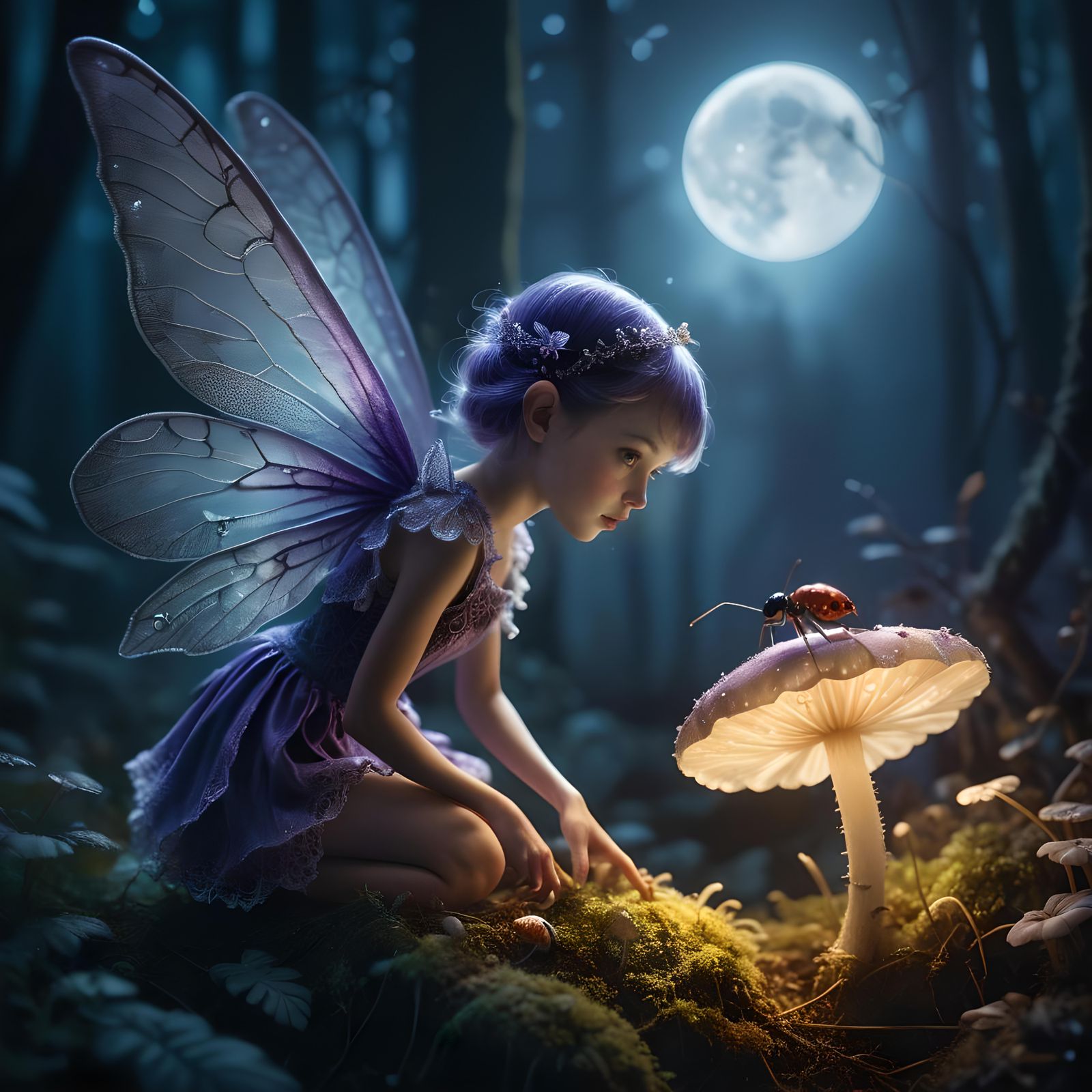 Fairy and Ant Encounter in Magical Forest