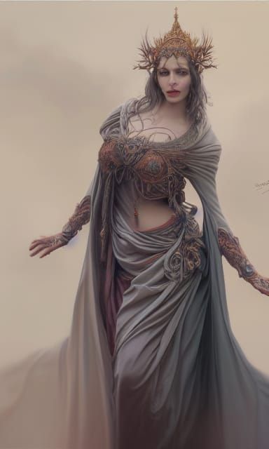 Symmetrical Portrait of a Royal Lady in Rococo Style