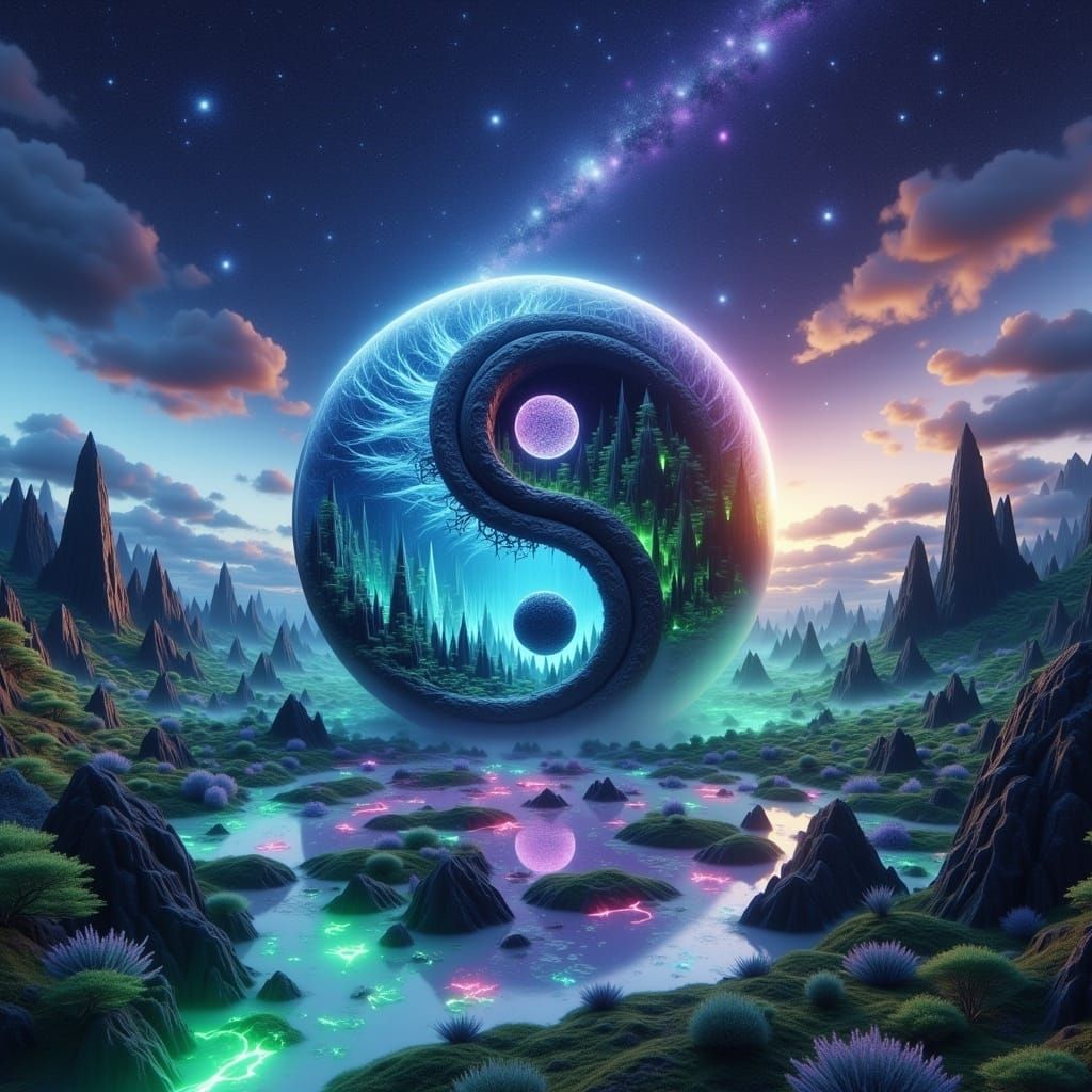 Surreal Harmony of Light and Shadow in Cosmic Scenery