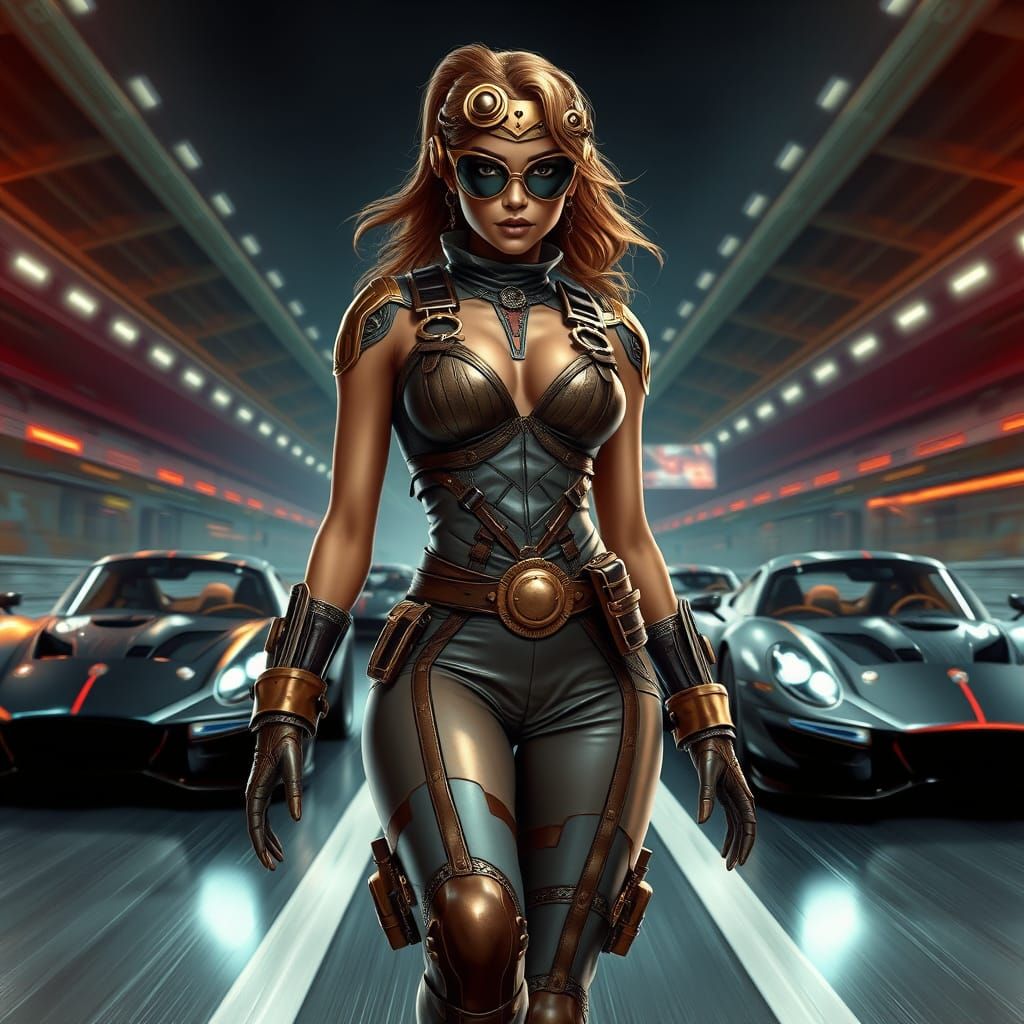 Steampunk Superhero Dominates the Modern Racetrack in a Vibr...
