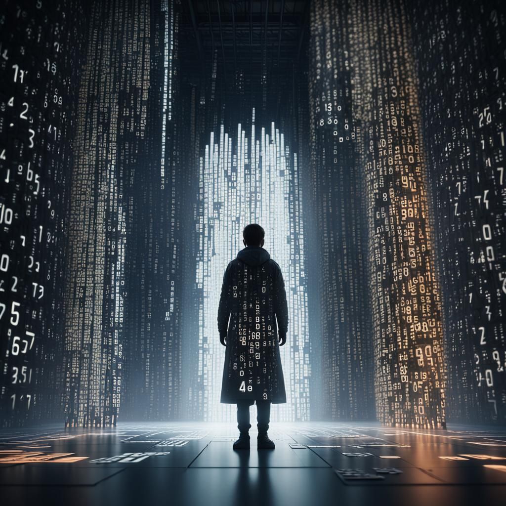 luminescent form in a darkened space