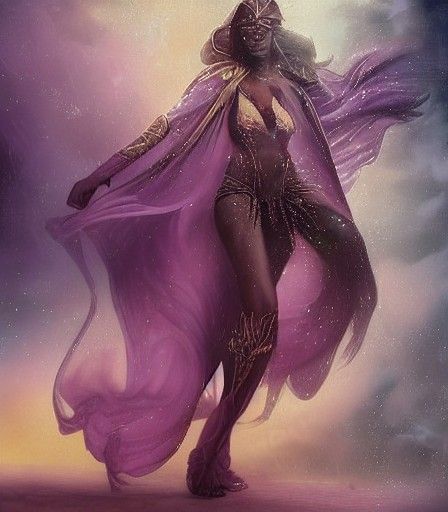 Glamorous Dark Skinned Jedi in Whimsical Purple Robes