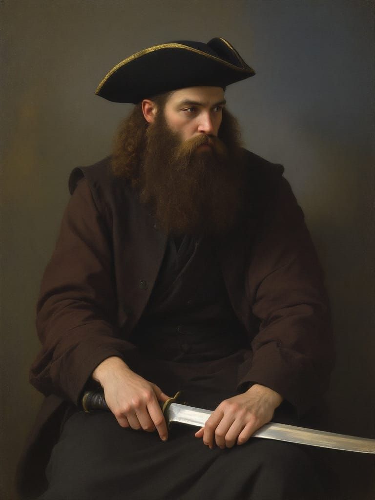 Pirate Portrait in Early Netherlandish Devotional Style