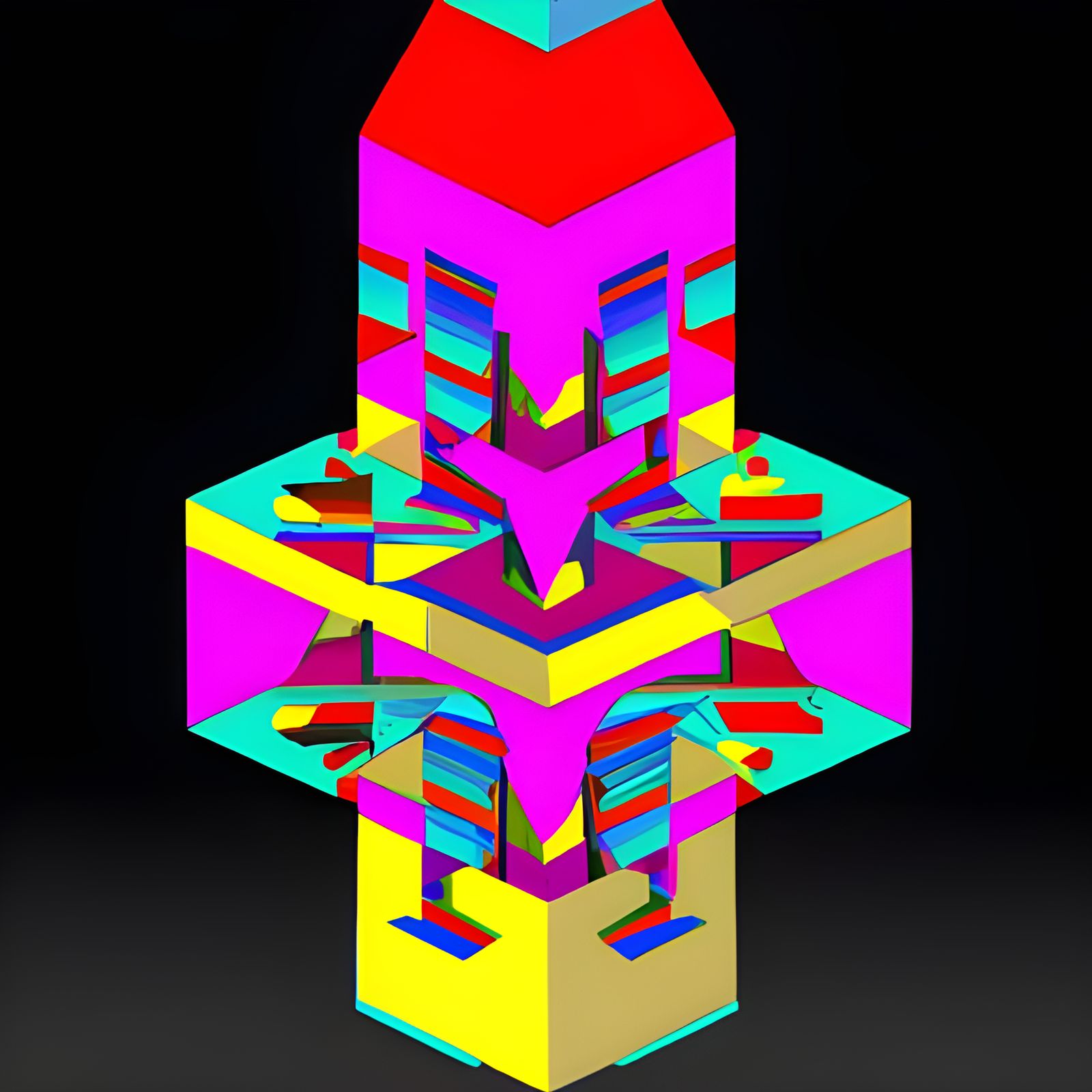 Stunning Holographic Cubism in Vibrant Colors