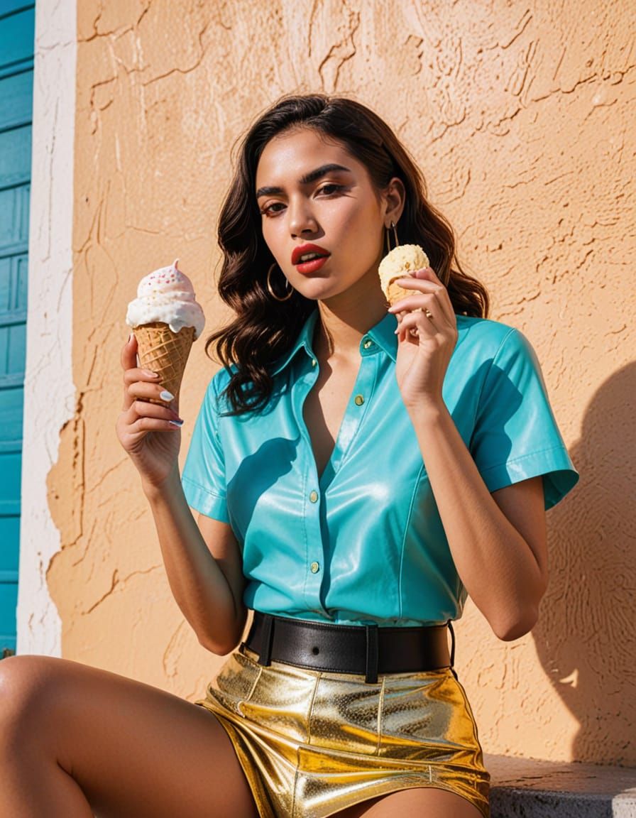 Vibrant Pop Art Portrait of a Young Mexican Woman