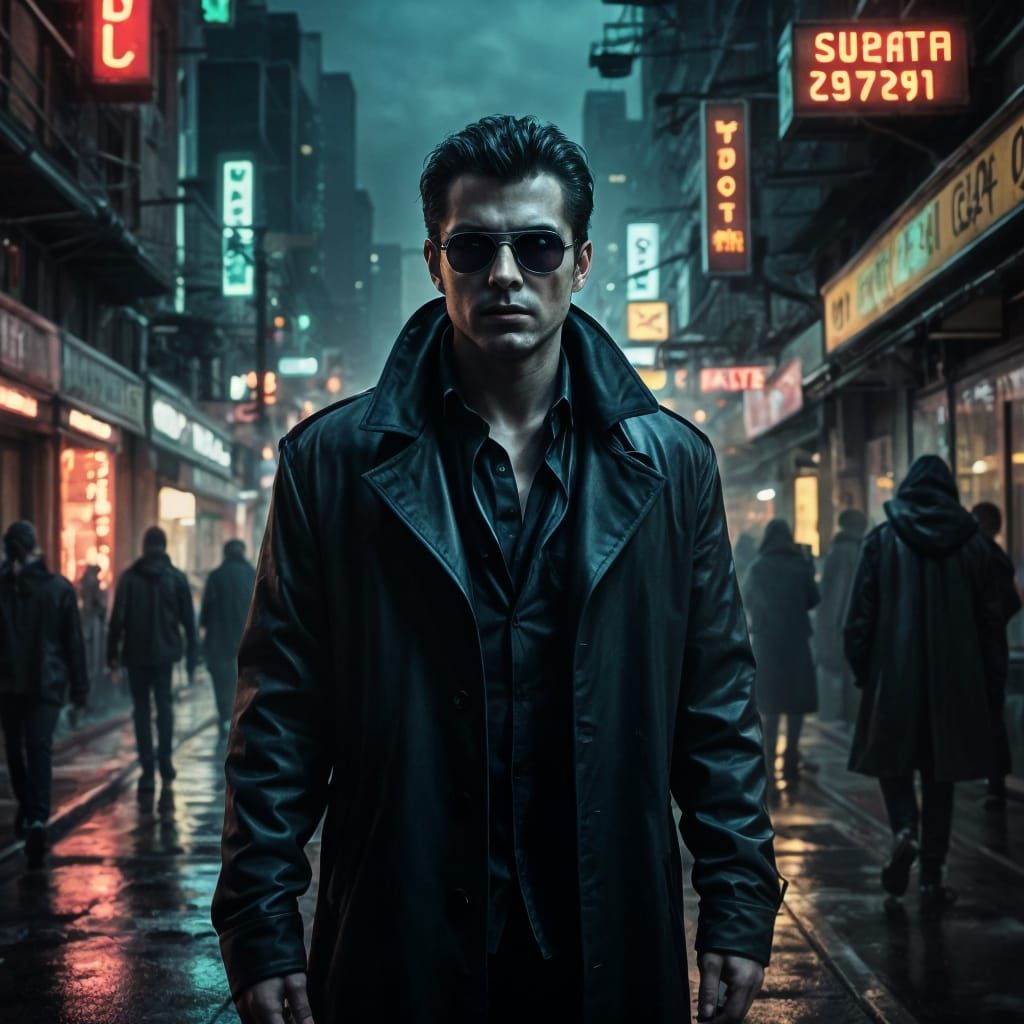 Ethereal Vampires in Neon Urban Oasis