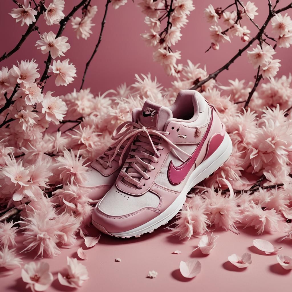 Surreal Nike Sneakers Under Cherry Blossom Branches in Cinem...