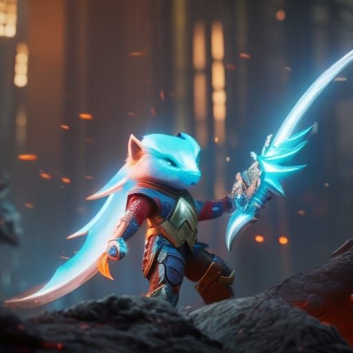 Epic White Saber-Tooth Cat in Digital Art Style