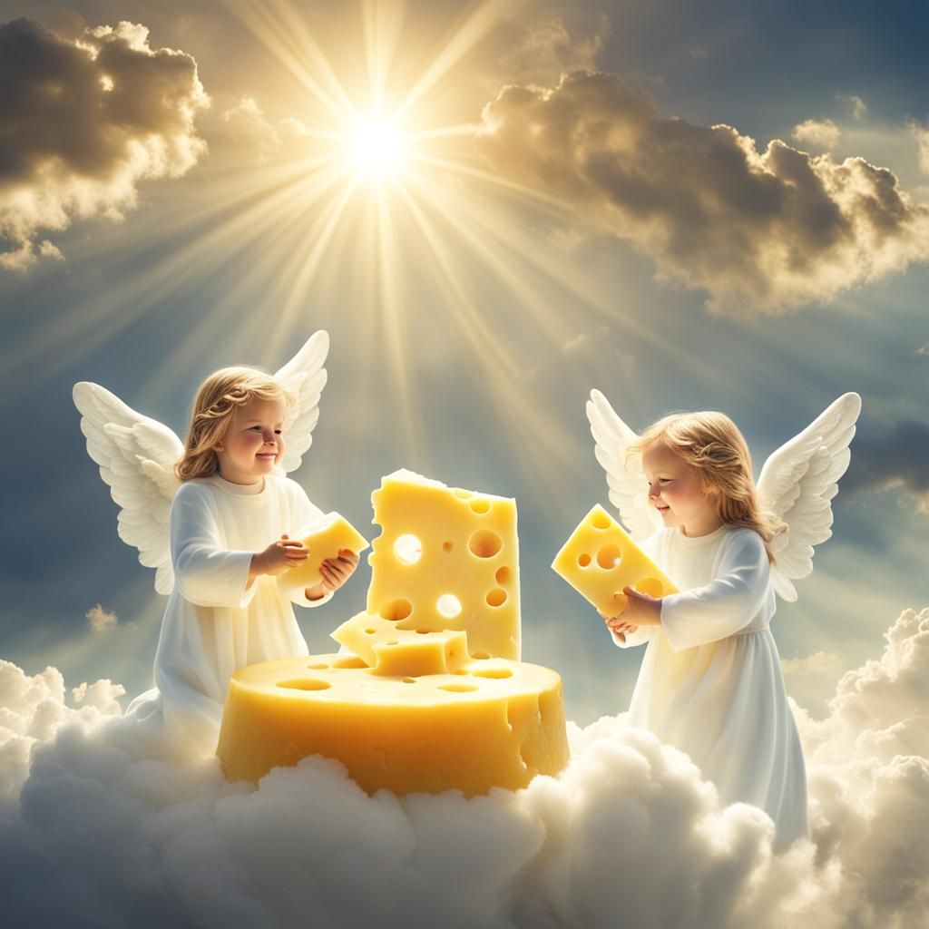 Angels Savor Heavenly Cheese in Soft Focus Glory