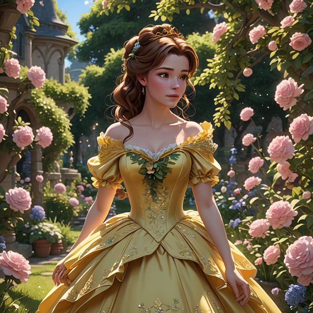 Princess in Elegant 3D Anime Ball Gown Soaring in a Vibrant....