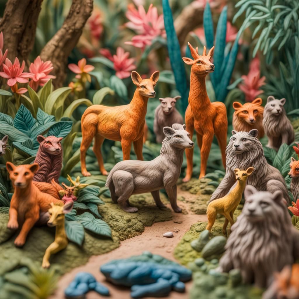 Miniature Jungle Masterpiece in Gouache Style