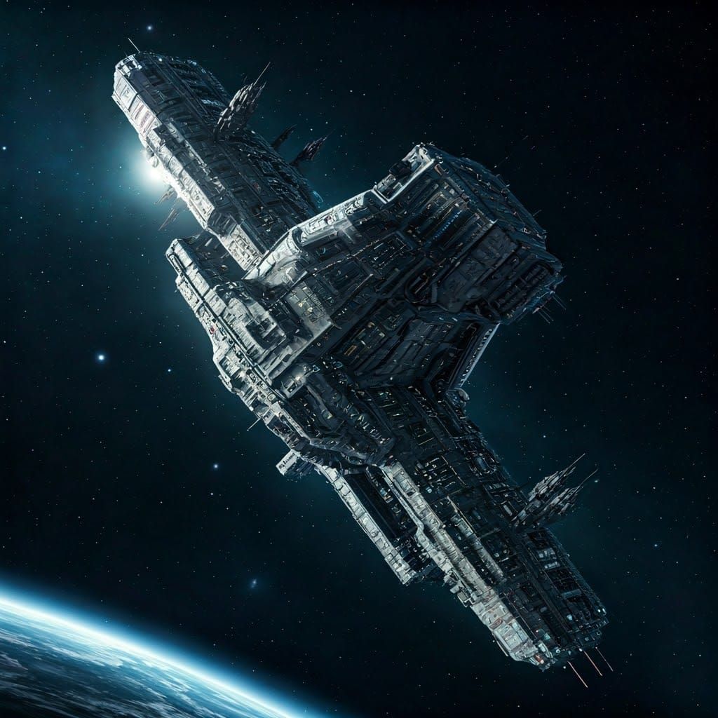 Ethereal Colonial Starship in Alien Solarsystem