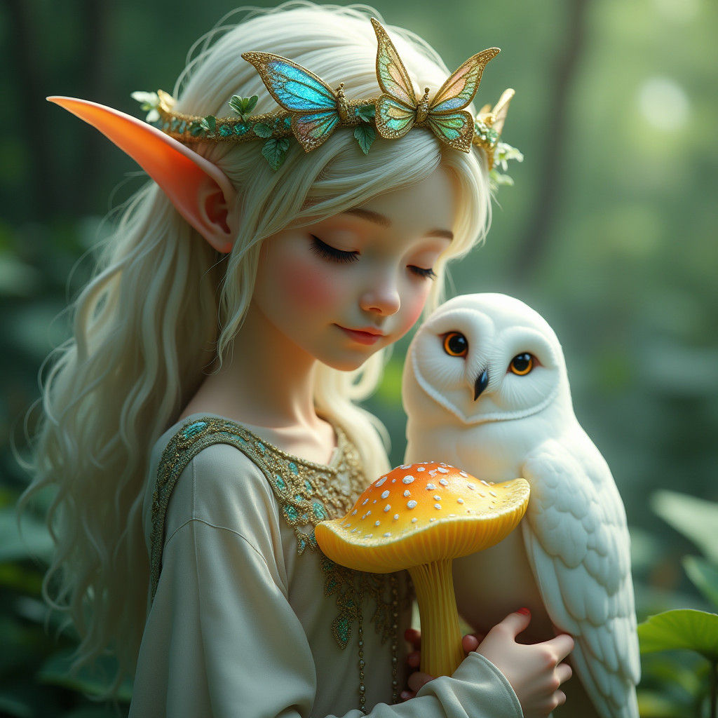 Enchanted Elf Maiden in Whimsical Fantasy Realm