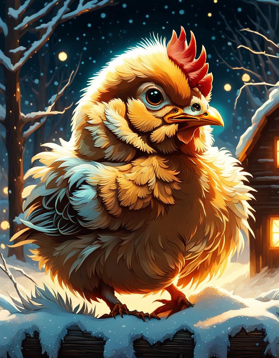 Baby Chicken Farm Scene in Vibrant Digital Art