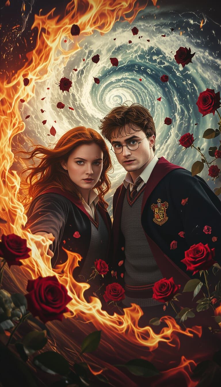 Fiery Embrace: A Hyperrealistic Surreal Scene