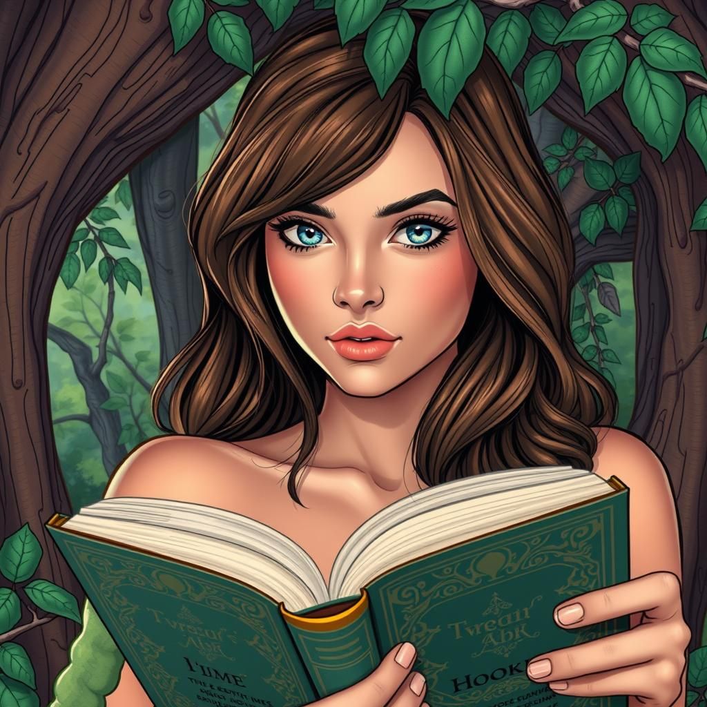 Serene Treehouse Dream, Close-Up Portrait of a Beautiful Wom...