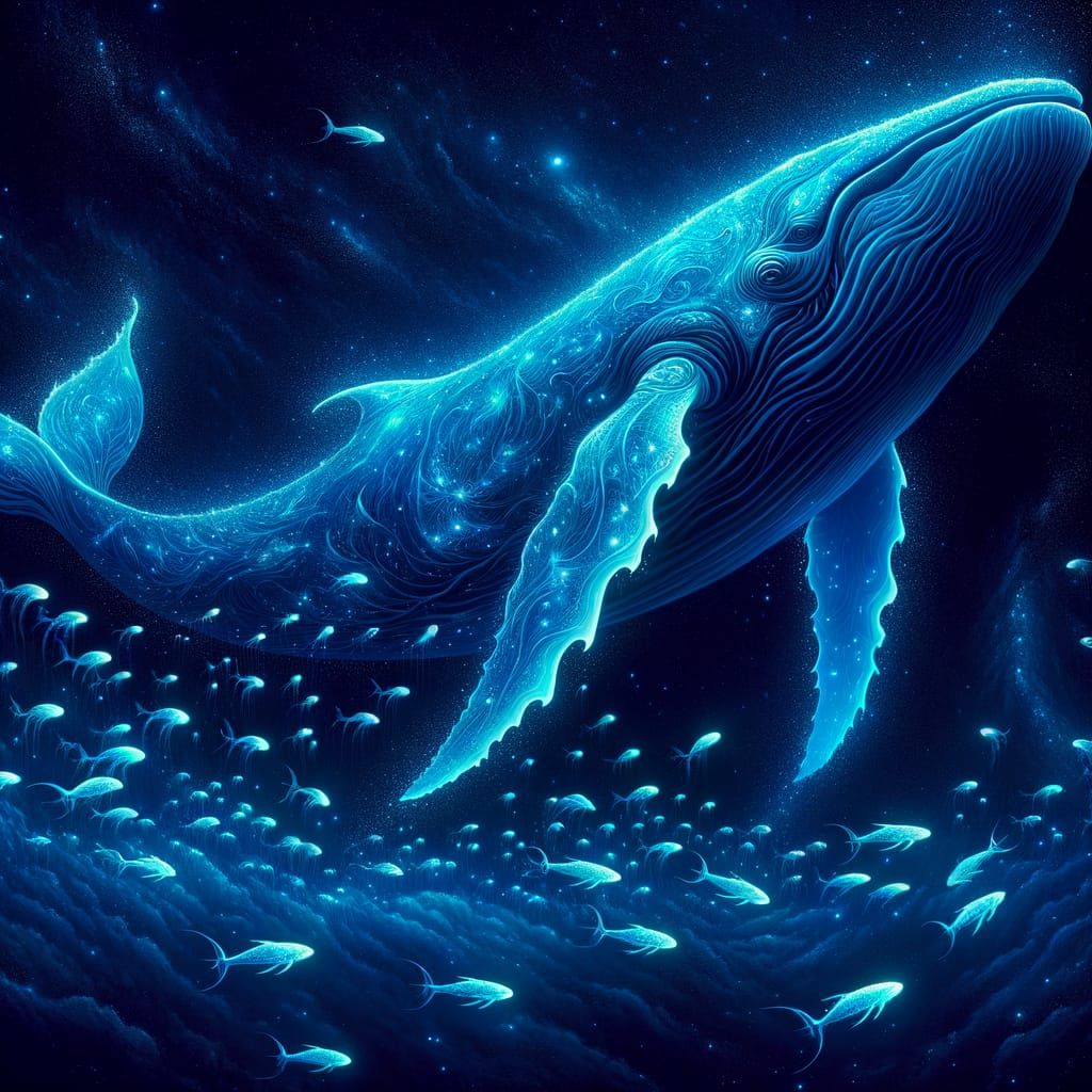 Bioluminescent Whale Soaring Through the Cosmos
