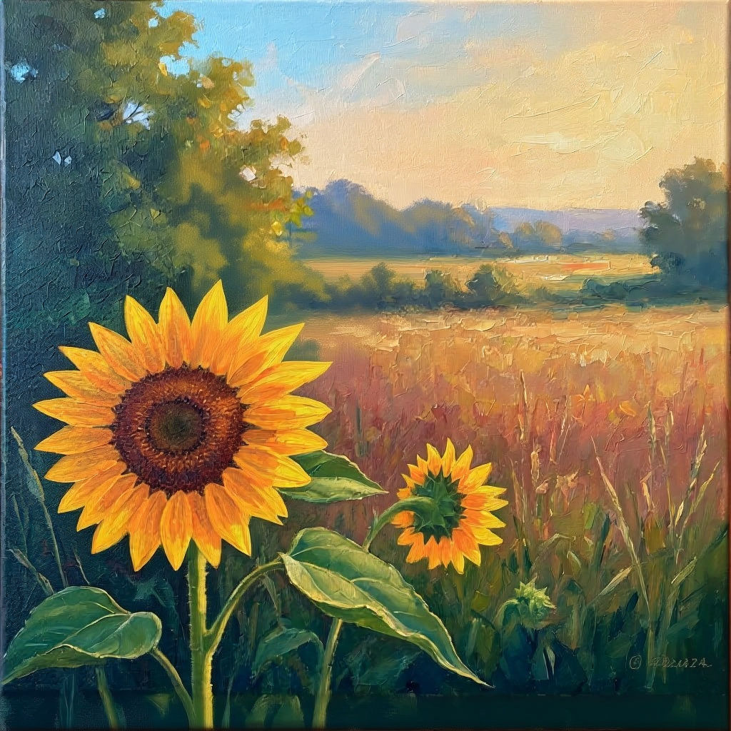 Impasto Landscape with Azure Butterfly