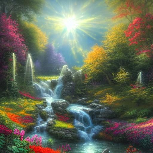 Golden Sunbeams Illuminate a Vibrant, Gilded Meadow