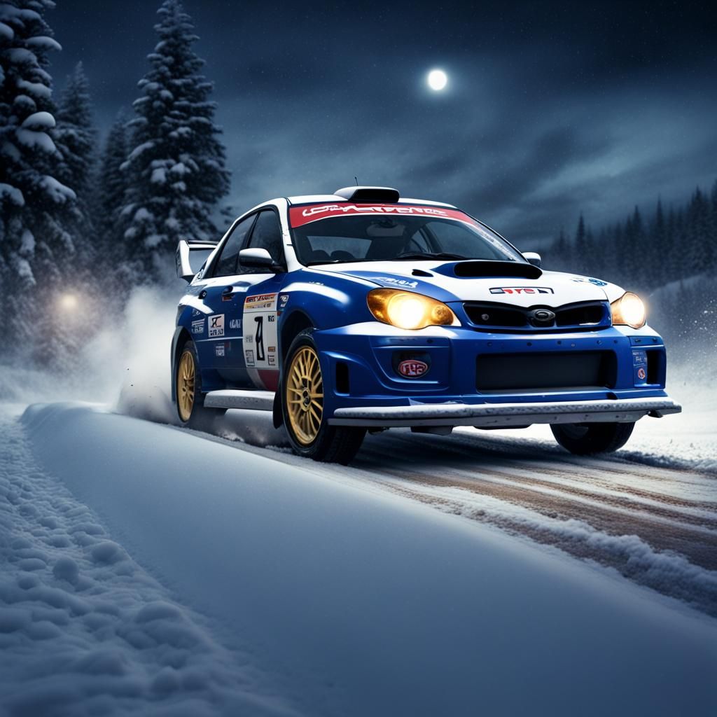 Epic Subaru Rally Car Thrills in the Midnight Snow