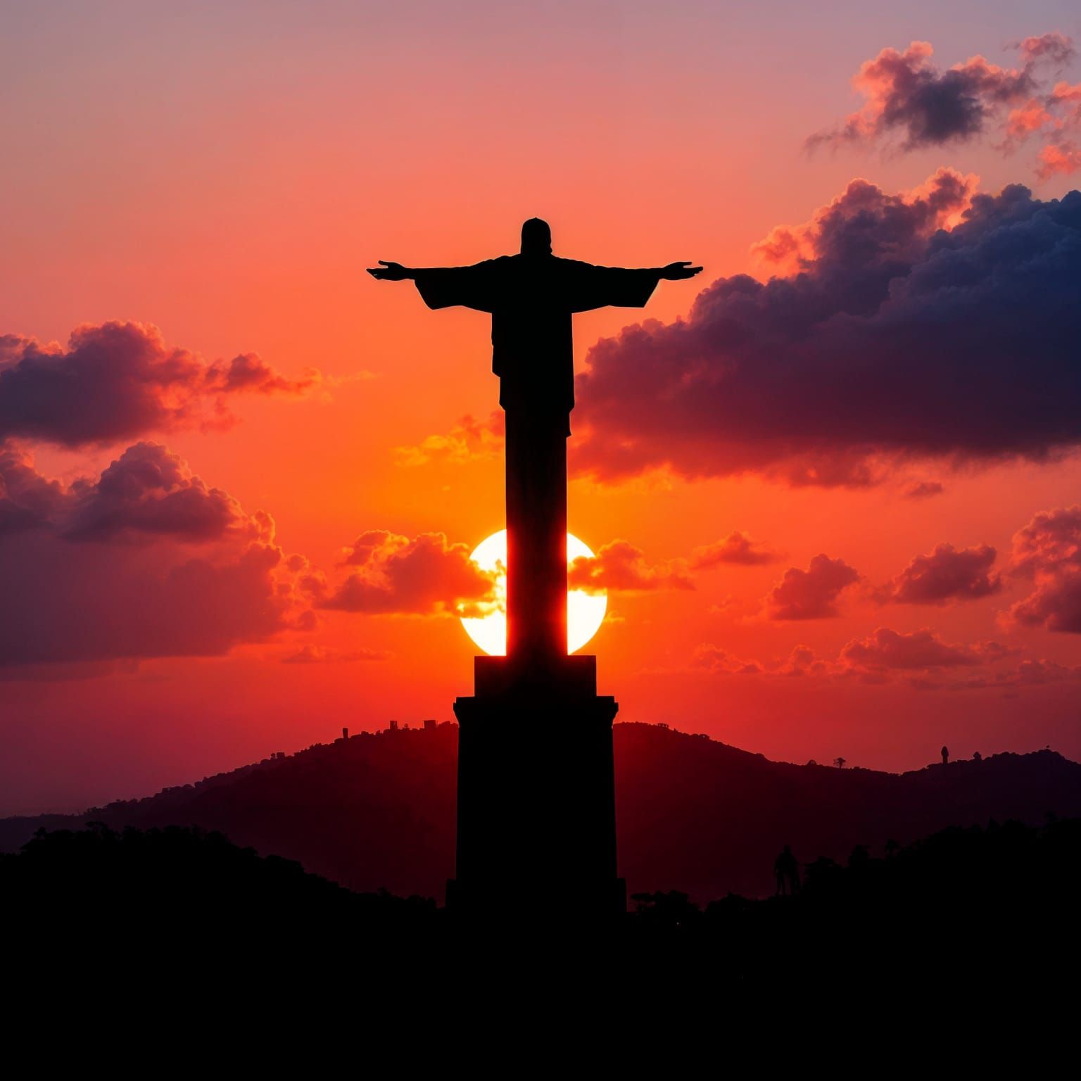 Christ the Redeemer Silhouette at Sunset