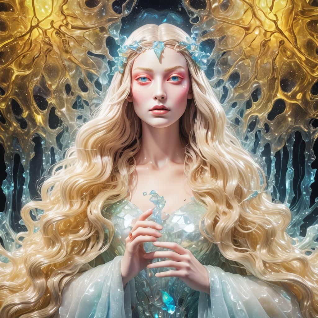 Glowing Glass Sculpture in Vibrant Neon Hues