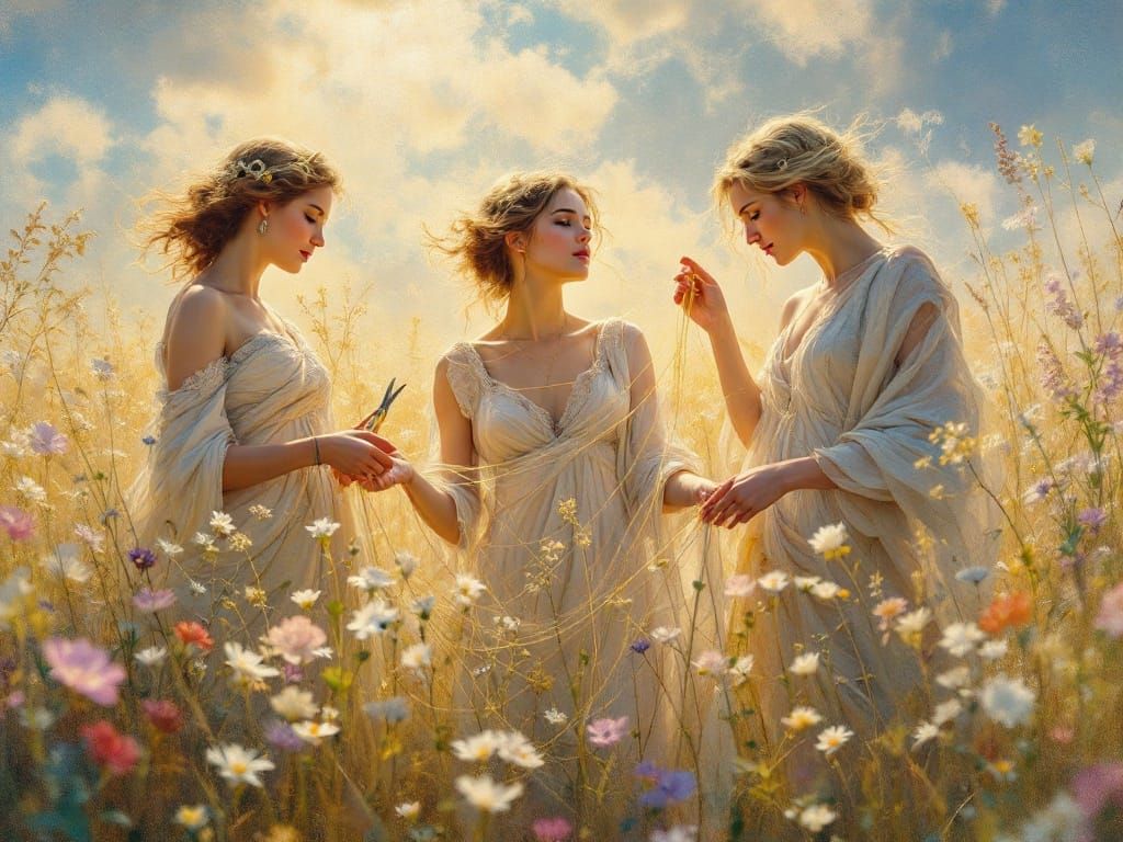 The Fates in Serene Impressionist Harmony