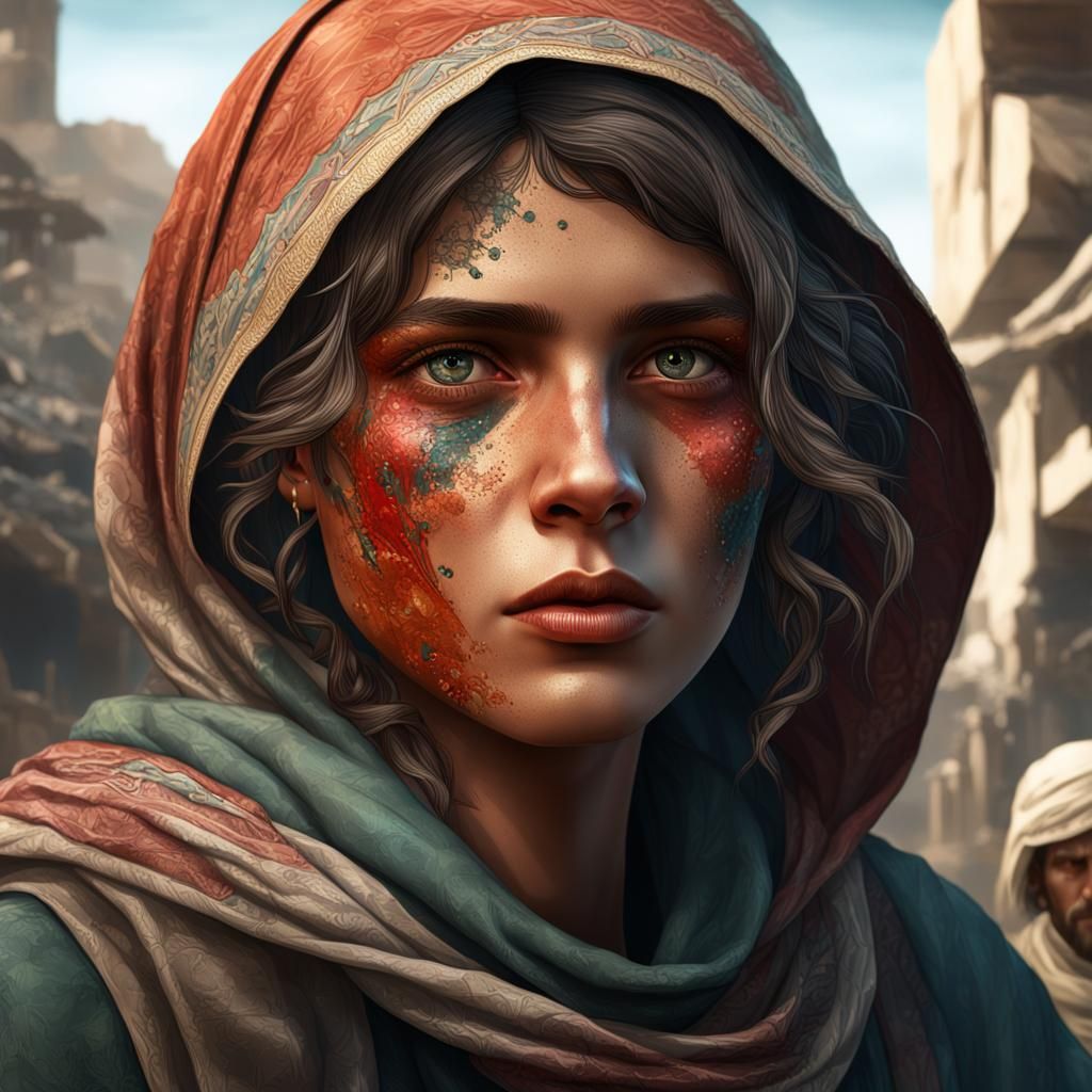 Surreal Gaza City Scene in Dynamic Hyperdetailed Style