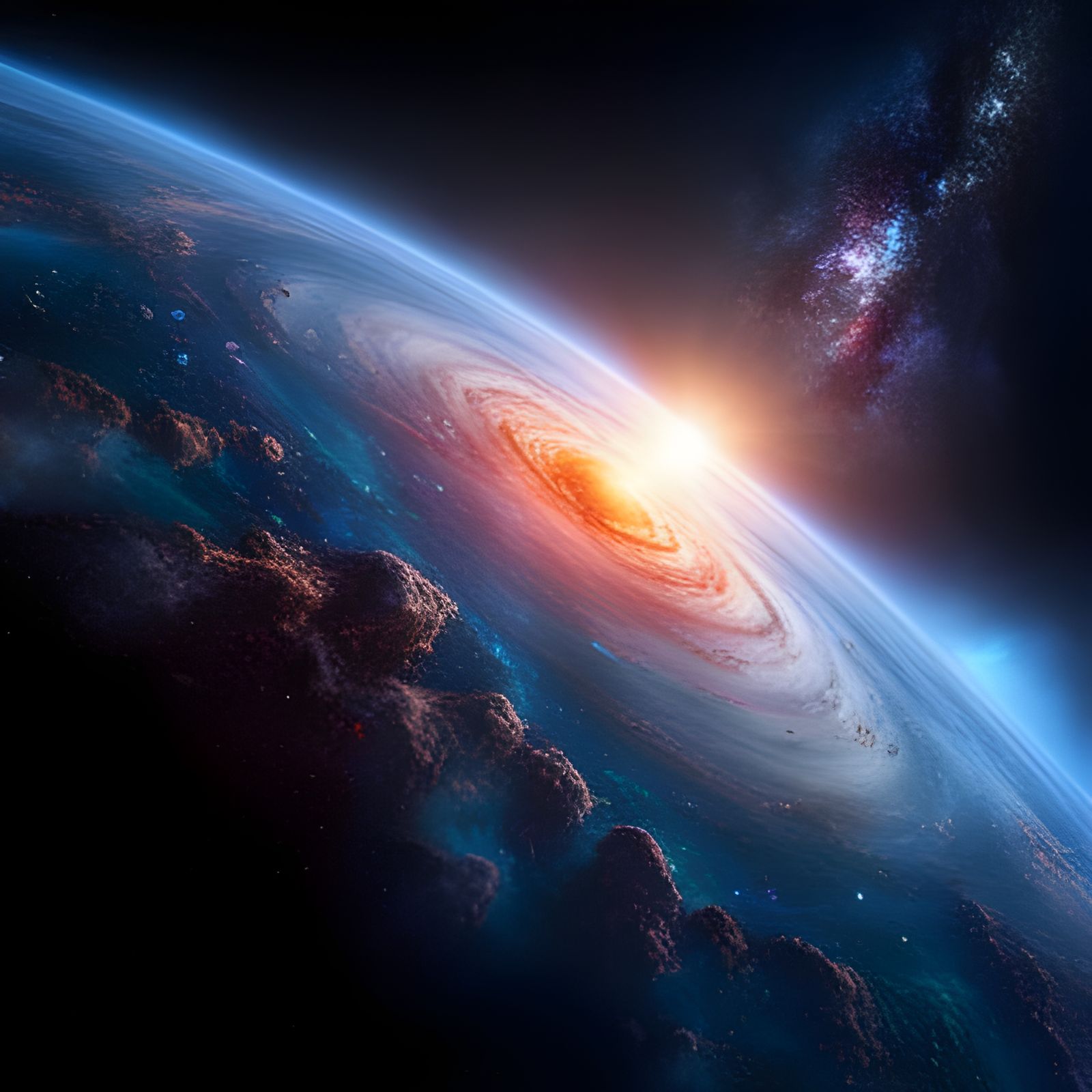 Exploring galaxies intricately detailed hyperdetailed Unreal Engine deep color sharp focus colorful beautiful cosmic det...