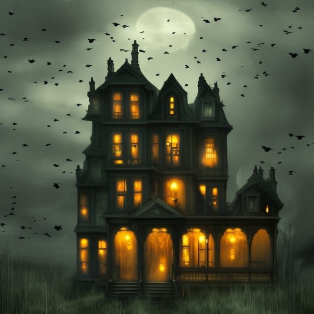 Haunted Victorian House in Dark Fantasy Style