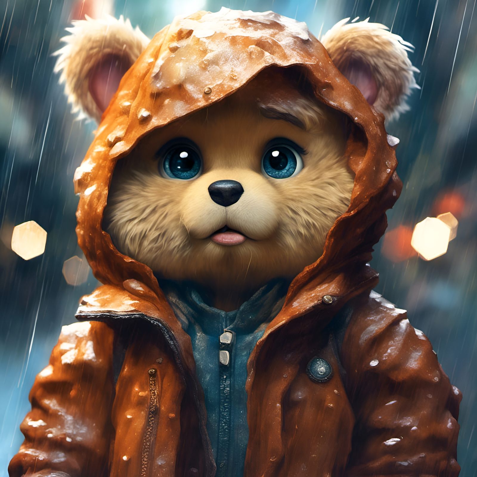 Chibi Teddy Ruxpin's Rainy Day Portrait