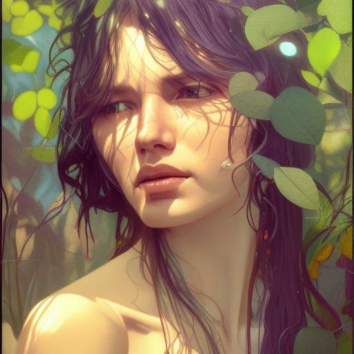 Dynamic Waterfall Portrait in Vibrant Triadic Colors