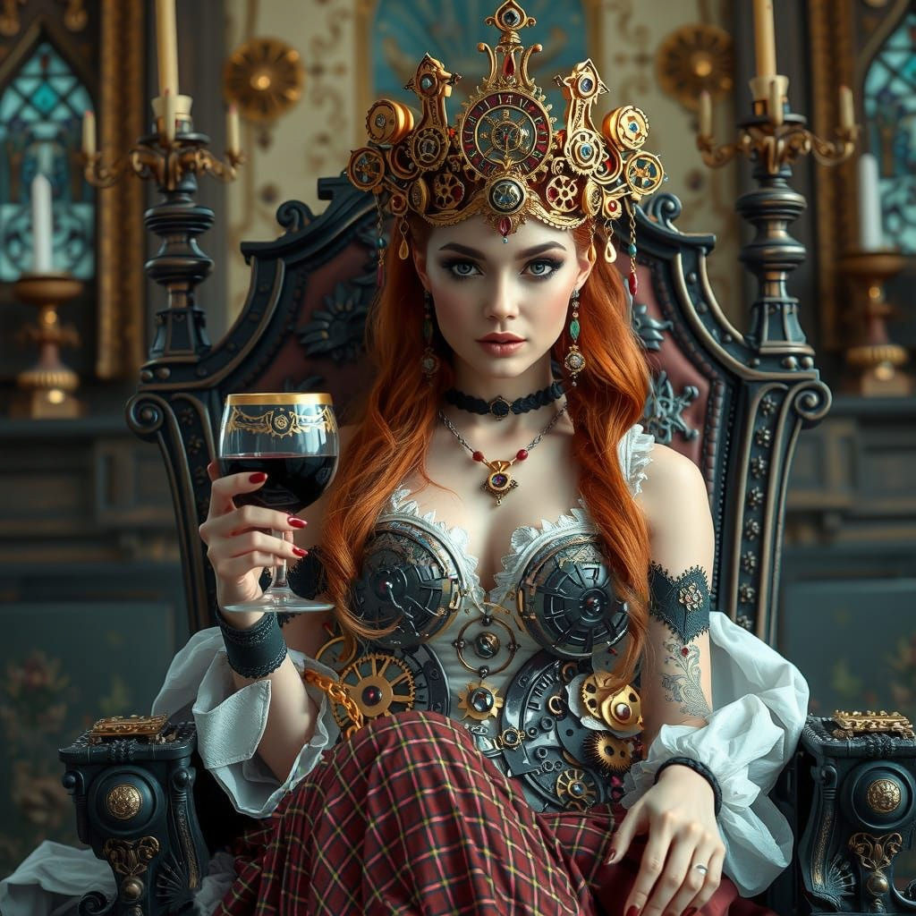 Clockpunk Princess Koralya in Victorian Gothic Steampunk Thr...