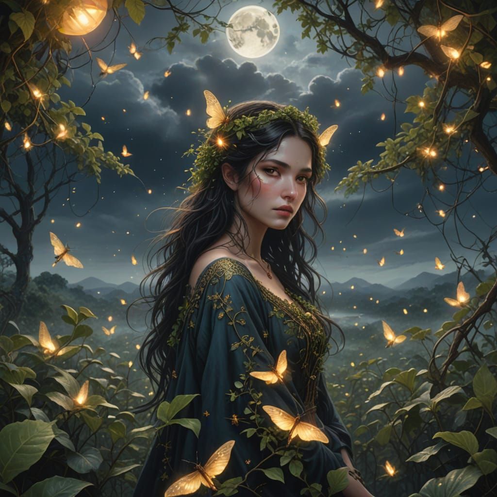 Mystical Woman Amidst Whispers of Nature