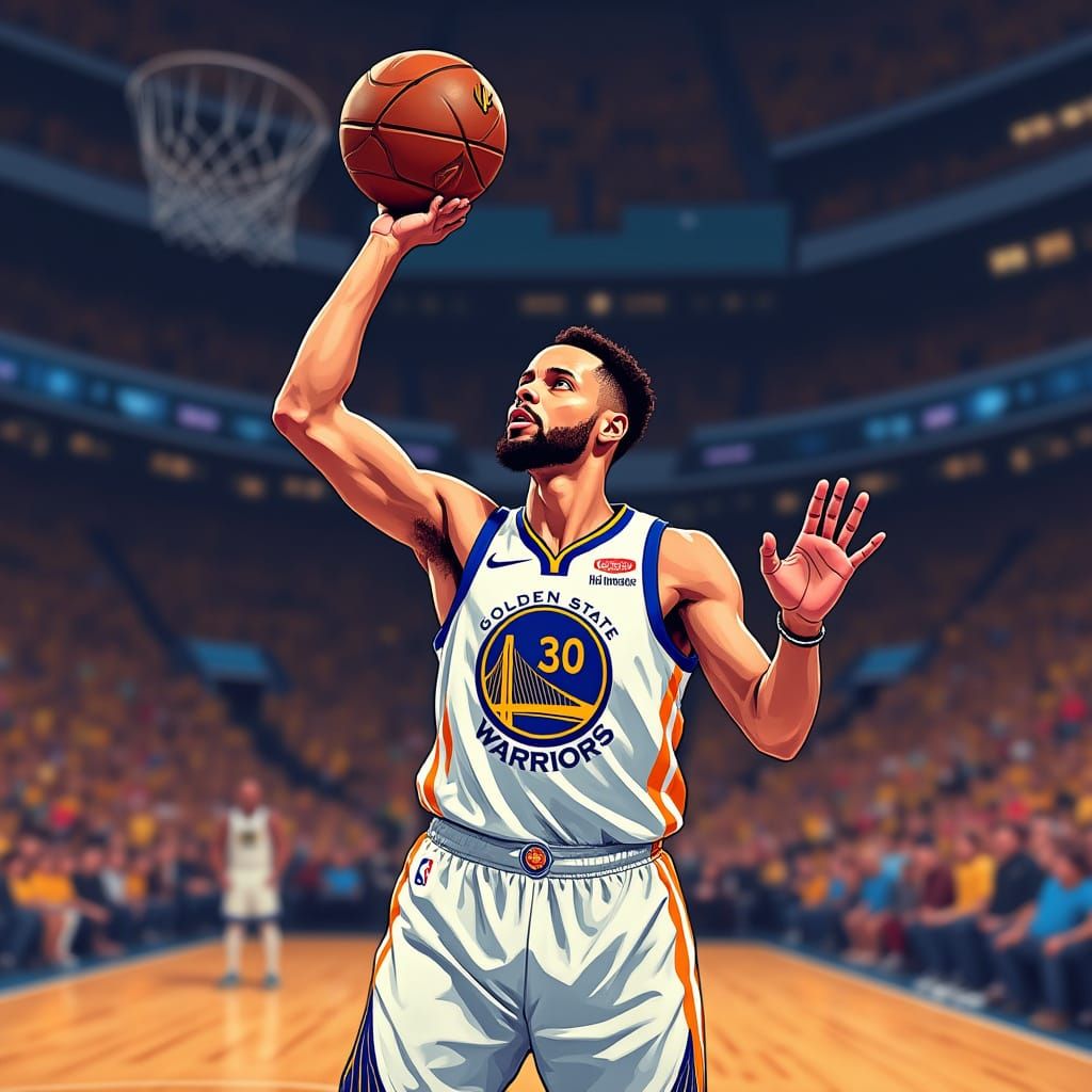 Stephen Curry in a Vibrant Digital Basketball Scene